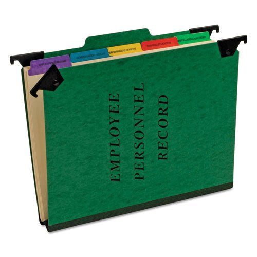 Image of Pendaflex® Hanging-Style Personnel Folders, 5 Dividers with 1/5-Cut Tabs, Letter Size, 1/3-Cut Exterior Tabs, Green