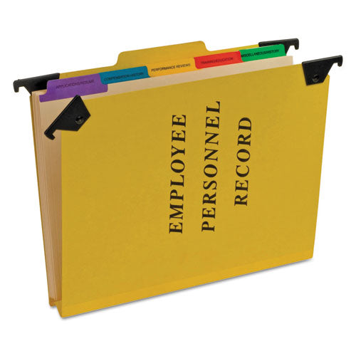 Image of Pendaflex® Hanging-Style Personnel Folders, 5 Dividers with 1/5-Cut Tabs, Letter Size, 1/3-Cut Exterior Tabs, Yellow