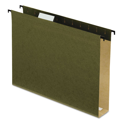 Image of Pendaflex® Extra-Capacity SureHook Hanging Folders, 2" Capacity, Letter Size, 1/5-Cut Tabs, Standard Green, 20/Box