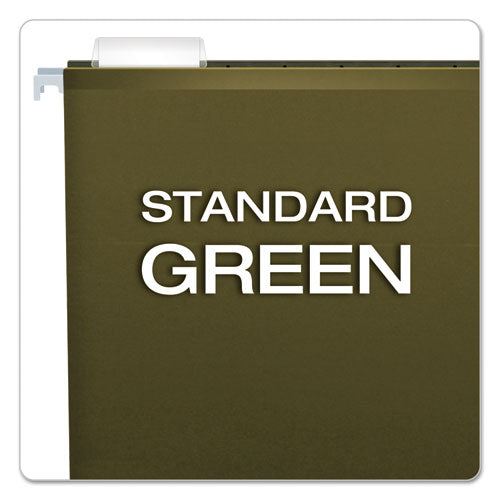 Image of Pendaflex® Extra Capacity Reinforced Hanging File Folders with Box Bottom, 1" Capacity, Letter Size, 1/5-Cut Tabs, Green, 25/Box