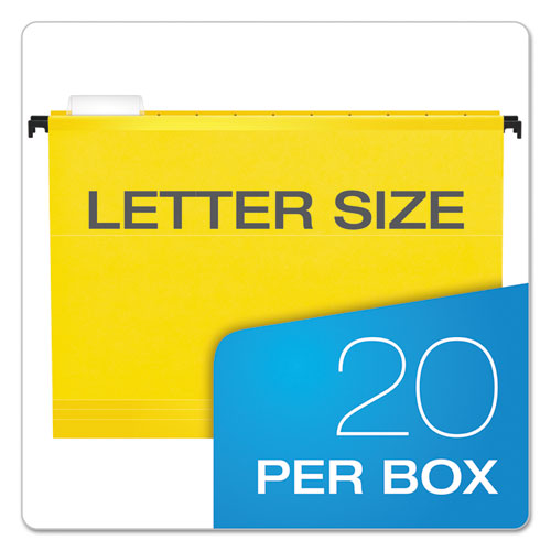 Image of Pendaflex® SureHook Hanging Folders, Letter Size, 1/5-Cut Tabs, Yellow, 20/Box