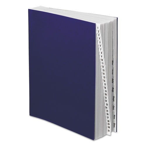 Image of Pendaflex® Expanding Desk File, 42 Dividers, Month/Date Index, Letter Size, Dark Blue Cover