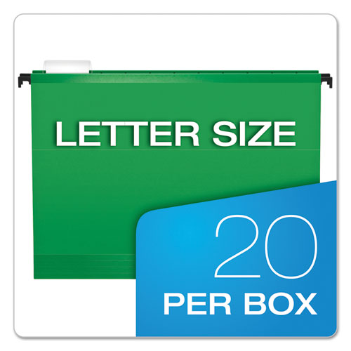 Image of Pendaflex® SureHook Hanging Folders, Letter Size, 1/5-Cut Tabs, Bright Green, 20/Box