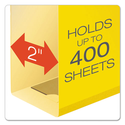 Image of Pendaflex® Extra Capacity Reinforced Hanging File Folders with Box Bottom, 2" Capacity, Letter Size, 1/5-Cut Tabs, Yellow, 25/Box