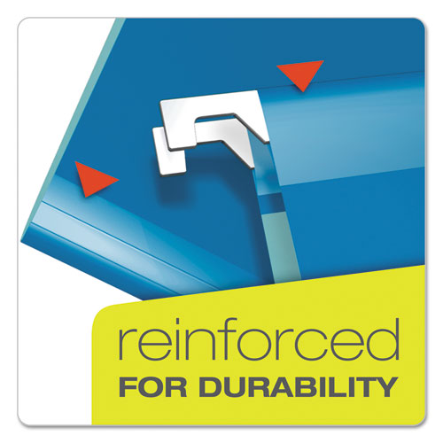 Image of Pendaflex® Extra Capacity Reinforced Hanging File Folders with Box Bottom, 2" Capacity, Letter Size, 1/5-Cut Tabs, Blue, 25/Box