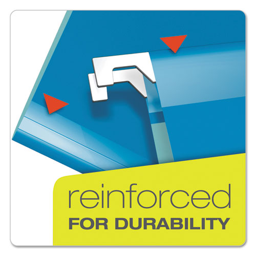 Image of Pendaflex® Extra Capacity Reinforced Hanging File Folders with Box Bottom, 2" Capacity, Legal Size, 1/5-Cut Tabs, Blue, 25/Box
