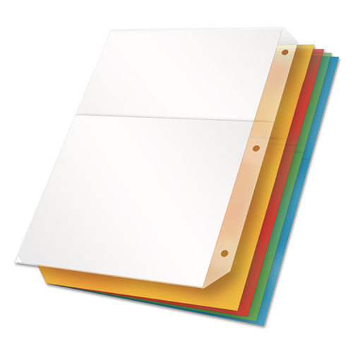 Image of Cardinal® Poly Ring Binder Pockets, 8.5 x 11, Assorted Colors, 5/Pack