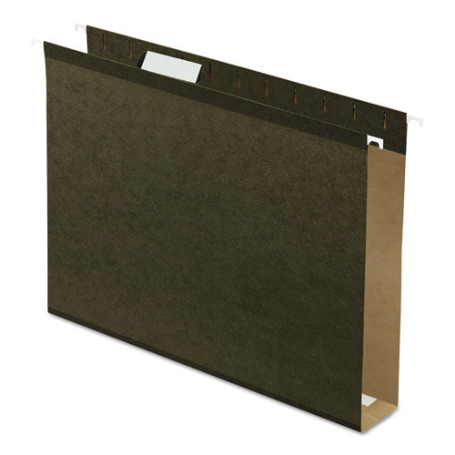 Image of Pendaflex® Extra Capacity Reinforced Hanging File Folders with Box Bottom, 2" Capacity, Letter Size, 1/5-Cut Tabs, Green, 25/Box