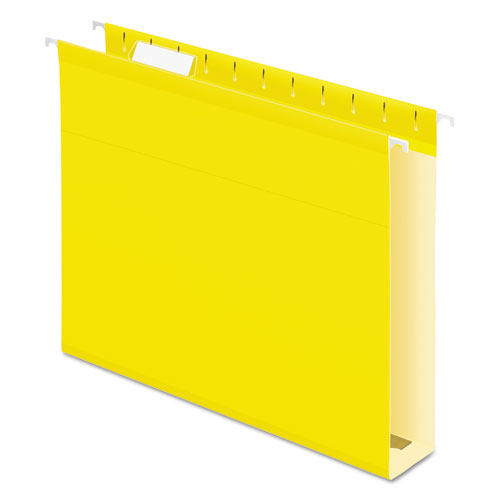 Image of Pendaflex® Extra Capacity Reinforced Hanging File Folders with Box Bottom, 2" Capacity, Letter Size, 1/5-Cut Tabs, Yellow, 25/Box
