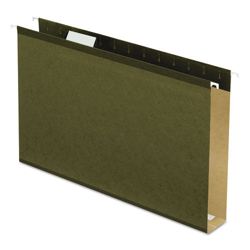 Image of Pendaflex® Extra Capacity Reinforced Hanging File Folders with Box Bottom, 2" Capacity, Legal Size, 1/5-Cut Tabs, Green, 25/Box