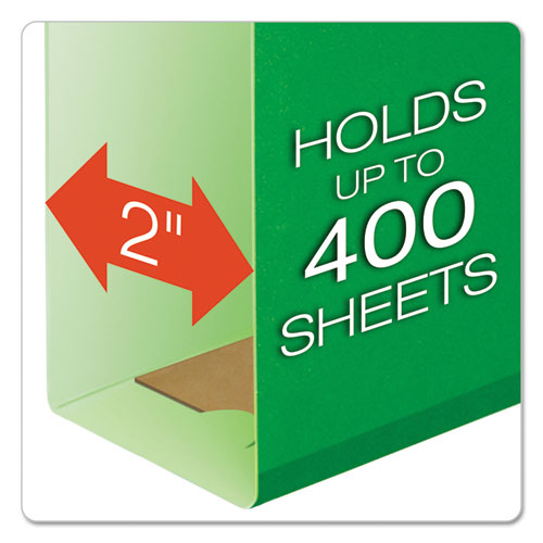 Image of Pendaflex® Extra Capacity Reinforced Hanging File Folders with Box Bottom, 2" Capacity, Letter Size, 1/5-Cut Tabs, Bright Green, 25/Box