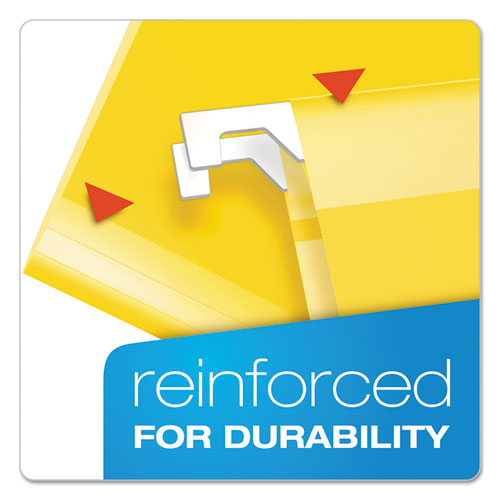 Image of Pendaflex® Extra Capacity Reinforced Hanging File Folders with Box Bottom, 2" Capacity, Letter Size, 1/5-Cut Tabs, Yellow, 25/Box