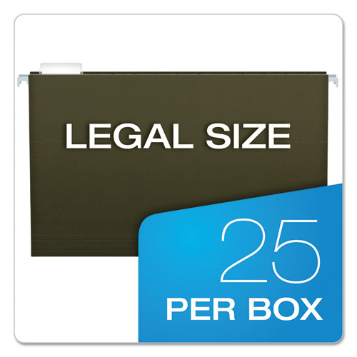 Image of Pendaflex® Standard Green Hanging Folders, Legal Size, 1/5-Cut Tabs, Standard Green, 25/Box