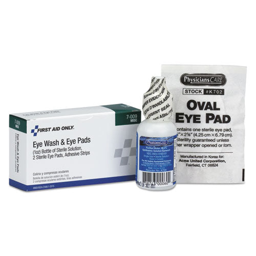Image of First Aid Only Eyewash Set W/eyepads And Adhesive Strips, 4 Pieces