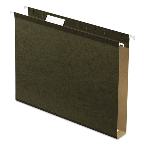Image of Pendaflex® Extra Capacity Reinforced Hanging File Folders with Box Bottom, 1" Capacity, Letter Size, 1/5-Cut Tabs, Green, 25/Box