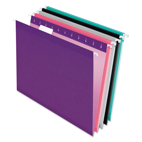 Image of Pendaflex® Colored Reinforced Hanging Folders, Letter Size, 1/5-Cut Tabs, Assorted Bold Colors, 25/Box