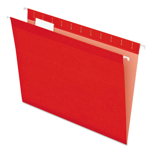 Image of Pendaflex® Colored Reinforced Hanging Folders, Letter Size, 1/5-Cut Tabs, Red, 25/Box