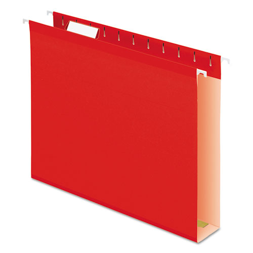 Image of Pendaflex® Extra Capacity Reinforced Hanging File Folders with Box Bottom, 2" Capacity, Letter Size, 1/5-Cut Tabs, Red, 25/Box