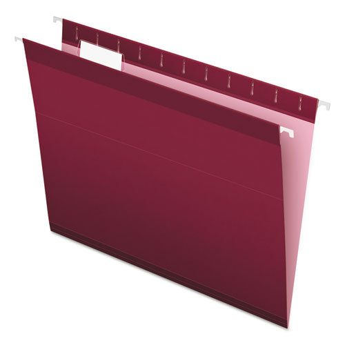 Image of Pendaflex® Colored Reinforced Hanging Folders, Letter Size, 1/5-Cut Tabs, Burgundy, 25/Box