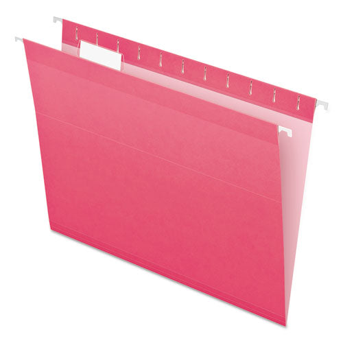 Image of Pendaflex® Colored Reinforced Hanging Folders, Letter Size, 1/5-Cut Tabs, Pink, 25/Box