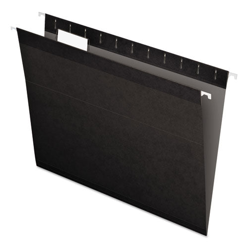 Image of Pendaflex® Colored Reinforced Hanging Folders, Letter Size, 1/5-Cut Tabs, Black, 25/Box