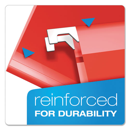 Image of Pendaflex® Extra Capacity Reinforced Hanging File Folders with Box Bottom, 2" Capacity, Letter Size, 1/5-Cut Tabs, Red, 25/Box