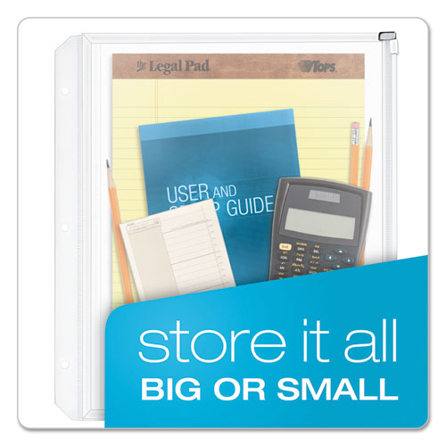 Image of Cardinal® Expanding Zipper Binder Pockets, 8.5 x 11, Clear, 3/Pack