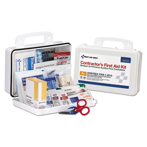 Image of First Aid Only Contractor Ansi Class A+ First Aid Kit For 25 People, 128 Pieces, Plastic Case