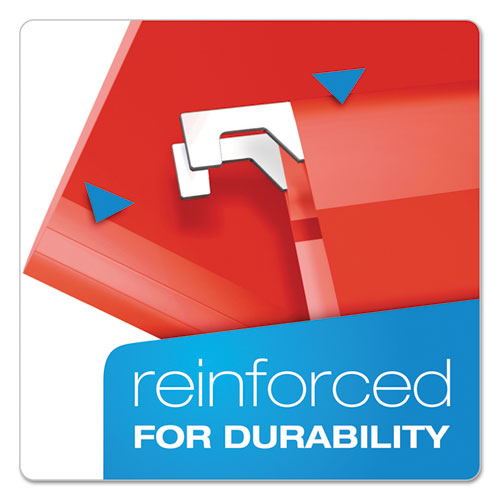 Image of Pendaflex® Extra Capacity Reinforced Hanging File Folders with Box Bottom, 2" Capacity, Legal Size, 1/5-Cut Tabs, Red, 25/Box