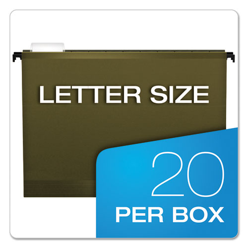Image of Pendaflex® SureHook Hanging Folders, Letter Size, 1/5-Cut Tabs, Standard Green, 20/Box