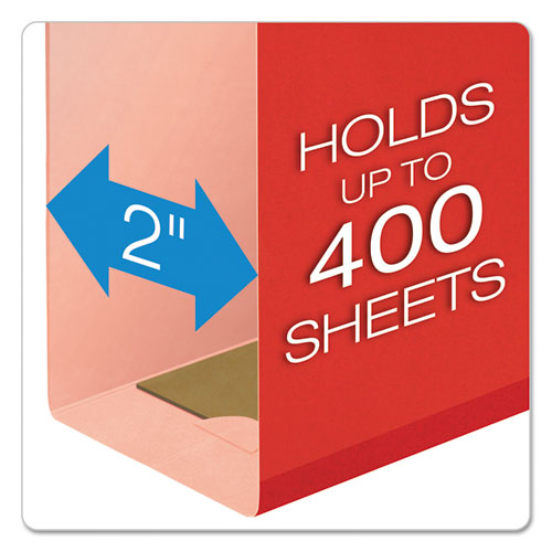 Image of Pendaflex® Extra Capacity Reinforced Hanging File Folders with Box Bottom, 2" Capacity, Letter Size, 1/5-Cut Tabs, Red, 25/Box