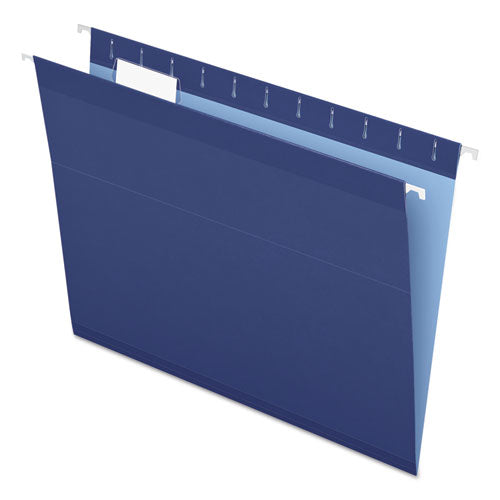Image of Pendaflex® Colored Reinforced Hanging Folders, Letter Size, 1/5-Cut Tabs, Navy, 25/Box