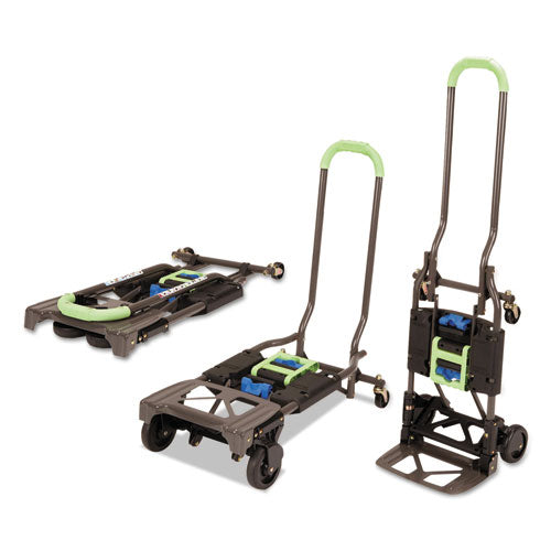 Image of Cosco® 2-in-1 Multi-Position Hand Truck and Cart, 300 lbs, 16.63 x 12.75 x 49.25, Black/Blue/Green