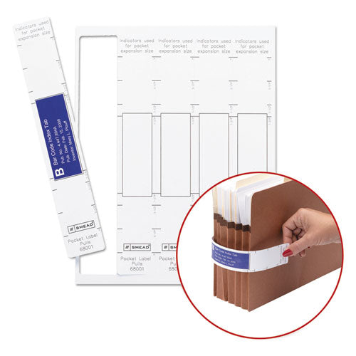 Image of Smead Viewables Pocket Label Pulls, 1.63 X 10.13, White, 5/sheet, 9 Sheets/pack