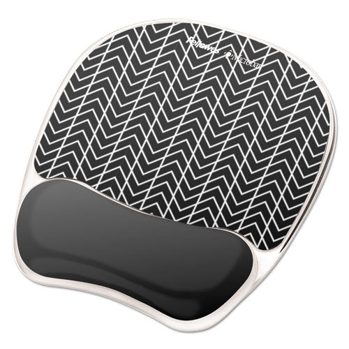 Image of Fellowes® Photo Gel Mouse Pad with Wrist Rest with Microban Protection, 7.87 x 9.25, Chevron Design