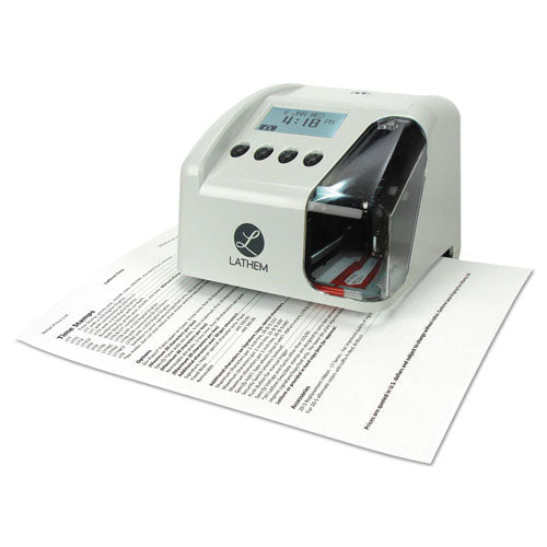 Image of Lathem® Time Lt5000 Electronic Time And Date Stamp, Digital Display, Cool Gray