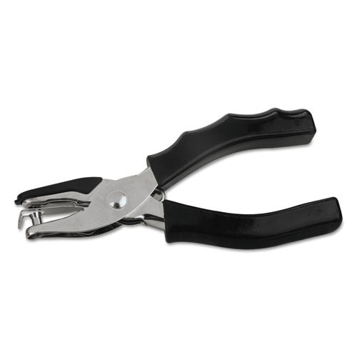 Image of Universal® Eight-Sheet Handheld One-Hole Punch, 1/4" Holes, Metal With Rubber Grip, Black