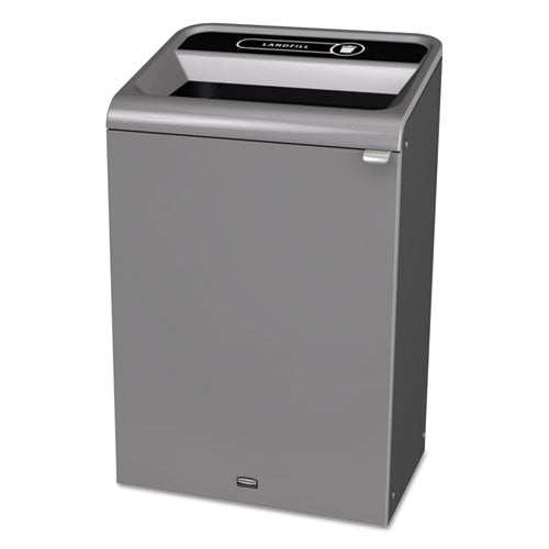 Image of Rubbermaid® Commercial Configure Indoor Recycling Waste Receptacle, 33 gal, Metal, Gray
