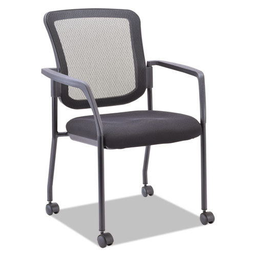 Image of Alera® Alera Elusion Series Mesh Back Stacking Guest Chair, 26" x 25.6" x 36.2", Black Seat, Black Back, Black Base