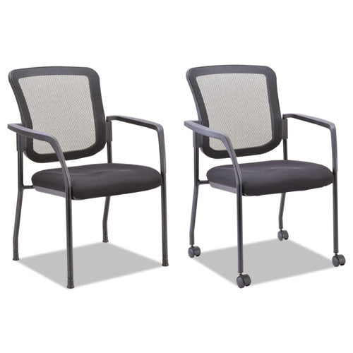 Image of Alera® Alera Elusion Series Mesh Back Stacking Guest Chair, 26" x 25.6" x 36.2", Black Seat, Black Back, Black Base
