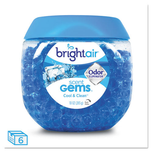 Image of BRIGHT Air® Scent Gems Odor Eliminator, Cool And Clean, Blue, 10 Oz Jar, 6/carton