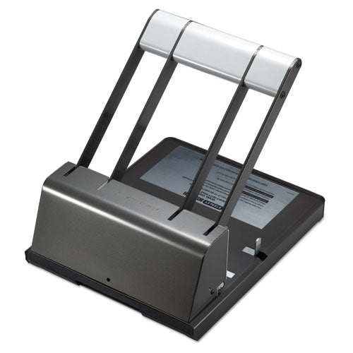 Image of Bostitch® 160-Sheet Antimicrobial Protected Xtreme Duty Adjustable Two- To Three-Hole Punch, 9/32" Holes, Black/silver
