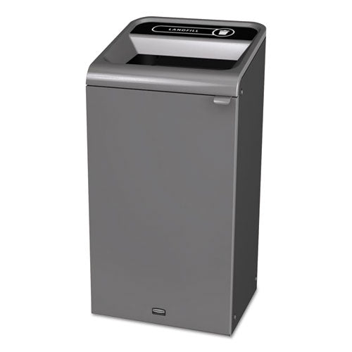Image of Rubbermaid® Commercial Configure Indoor Recycling Waste Receptacle, Landfill, 23 gal, Metal, Gray