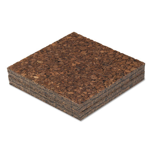 Image of Universal® Cork Tile Panels, Authentic Natural Cork Surface, 12" x 0.38" x 12", Dark Brown, 4/Pack