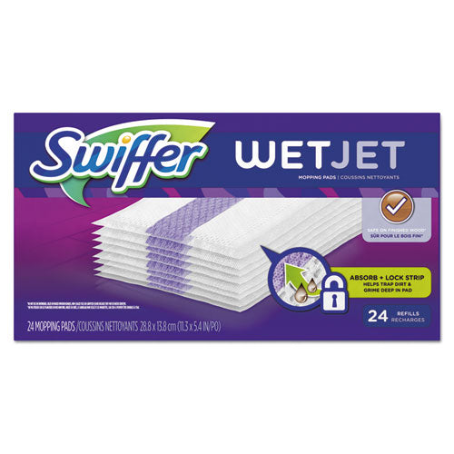 Image of Swiffer® WetJet System Refill Cloths, 11.3" x 5.4", White, 24/Box, 4/Carton