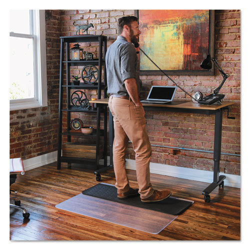 Image of ES Robbins® Sit Or Stand Mat For Carpet Or Hard Floors, 45 X 53, Clear/black