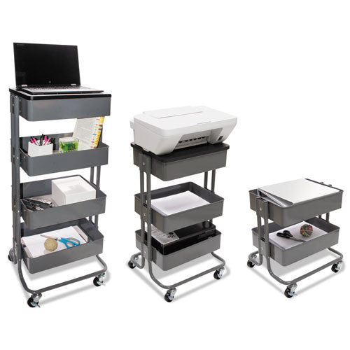 Image of Vertiflex® Adjustable Multi-Use Storage Cart And Stand-Up Workstation, 15.25" X 11" X 18.5" To 39", Gray