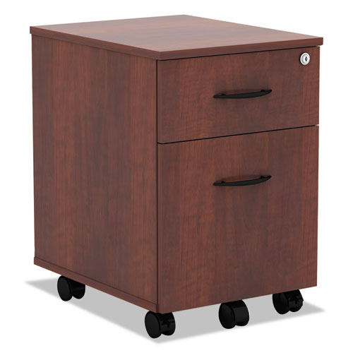 Image of Alera® Alera Valencia Series Mobile Pedestal, Left/right, 2-Drawers: Box/file, Legal/letter, Medium Cherry, 15.88" X 19.13" X 22.88"