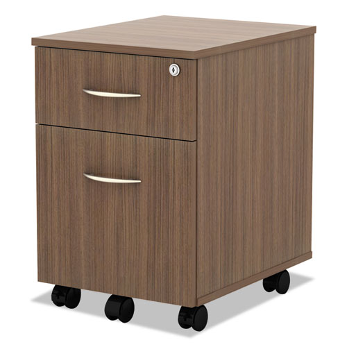 Image of Alera® Alera Valencia Series Mobile Pedestal, Left/right, 2-Drawers: Box/file, Legal/letter, Modern Walnut, 15.88" X 19.13" X 22.88"