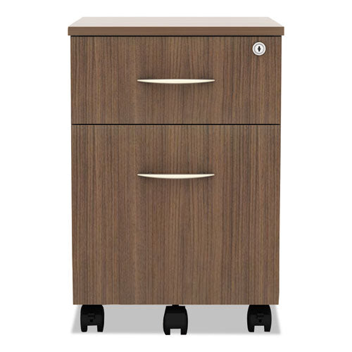 Image of Alera® Alera Valencia Series Mobile Pedestal, Left/right, 2-Drawers: Box/file, Legal/letter, Modern Walnut, 15.88" X 19.13" X 22.88"